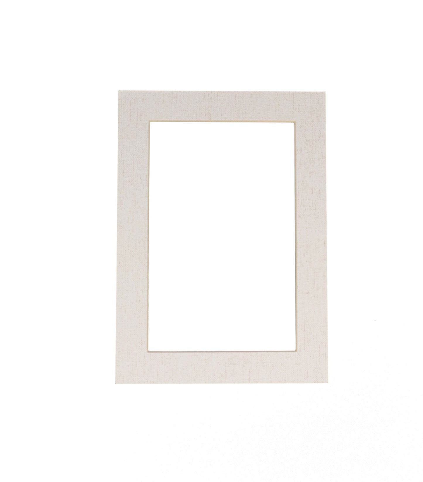 White Linen Canvas Acid Free 10x10 Circle Picture Frame Mat with White Core Bevel Cut for 6x6 Pictures - Fits 10x10 Frame - Pack of 1 Matboard Show Kit With Acid Free Backing & Clear Bag - corner and profile view