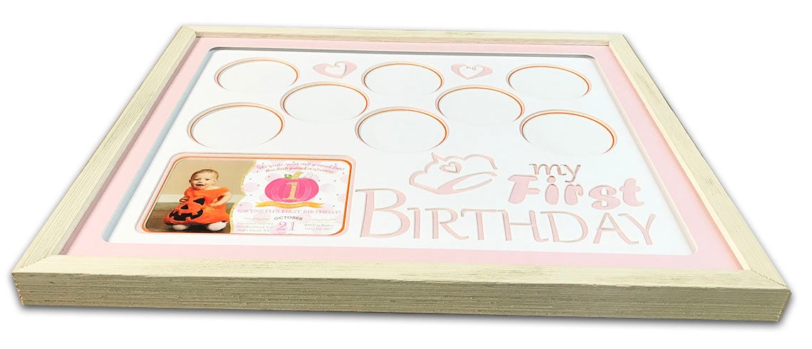 Baby's Girls First Birthday Collage Frame - size reference