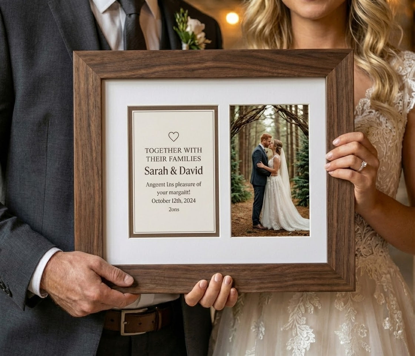 Treasured Square Invitation and Photo Keepsake Frame (Style 5) - close up