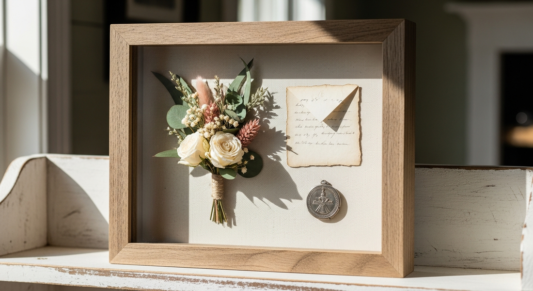 Shadow box ideas for keepsakes | Country Art House framing tips