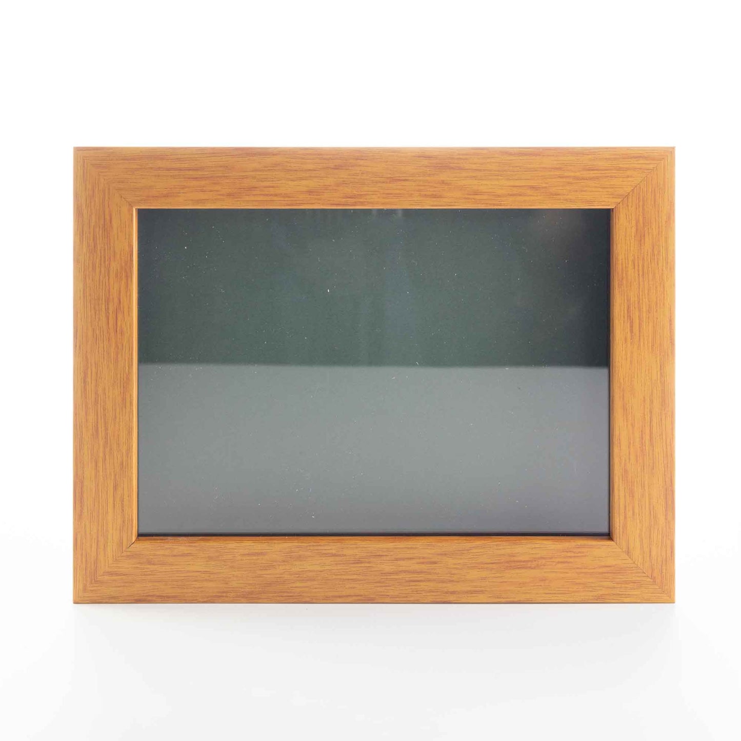 Honey Pecan Wood Shadow Box Magazine Frame with Green Mat
