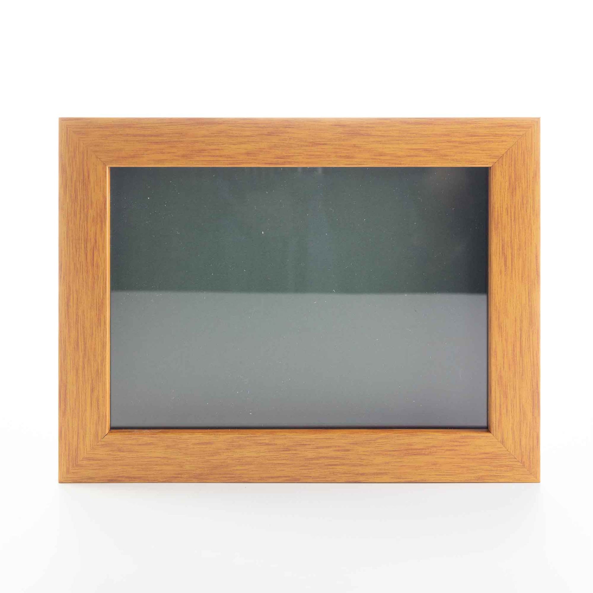 Honey Pecan Wood Shadow Box Magazine Frame with Green Mat