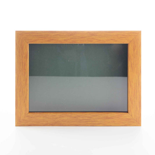 Honey Pecan Wood Shadow Box Magazine Frame with Green Mat