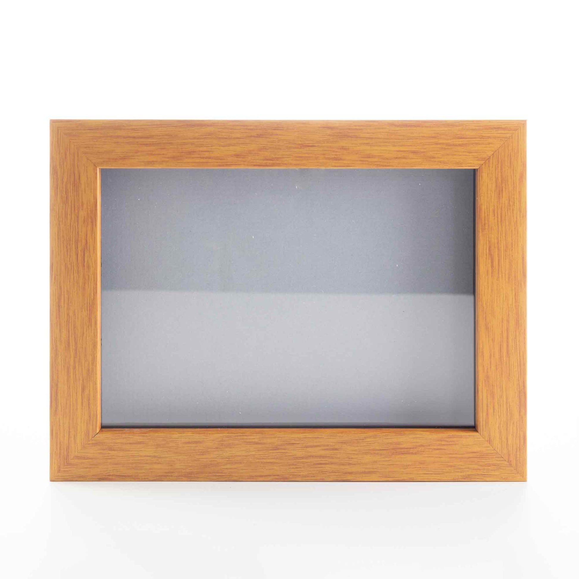 Honey Pecan Wood Shadow Box Display Magazine Frame with Grey Mat
