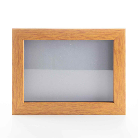 Honey Pecan Wood Shadow Box Display Magazine Frame with Grey Mat