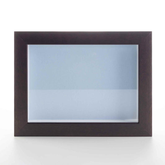 Dark Brown Wood Shadow Box Display Magazine Frame with Blue Mat