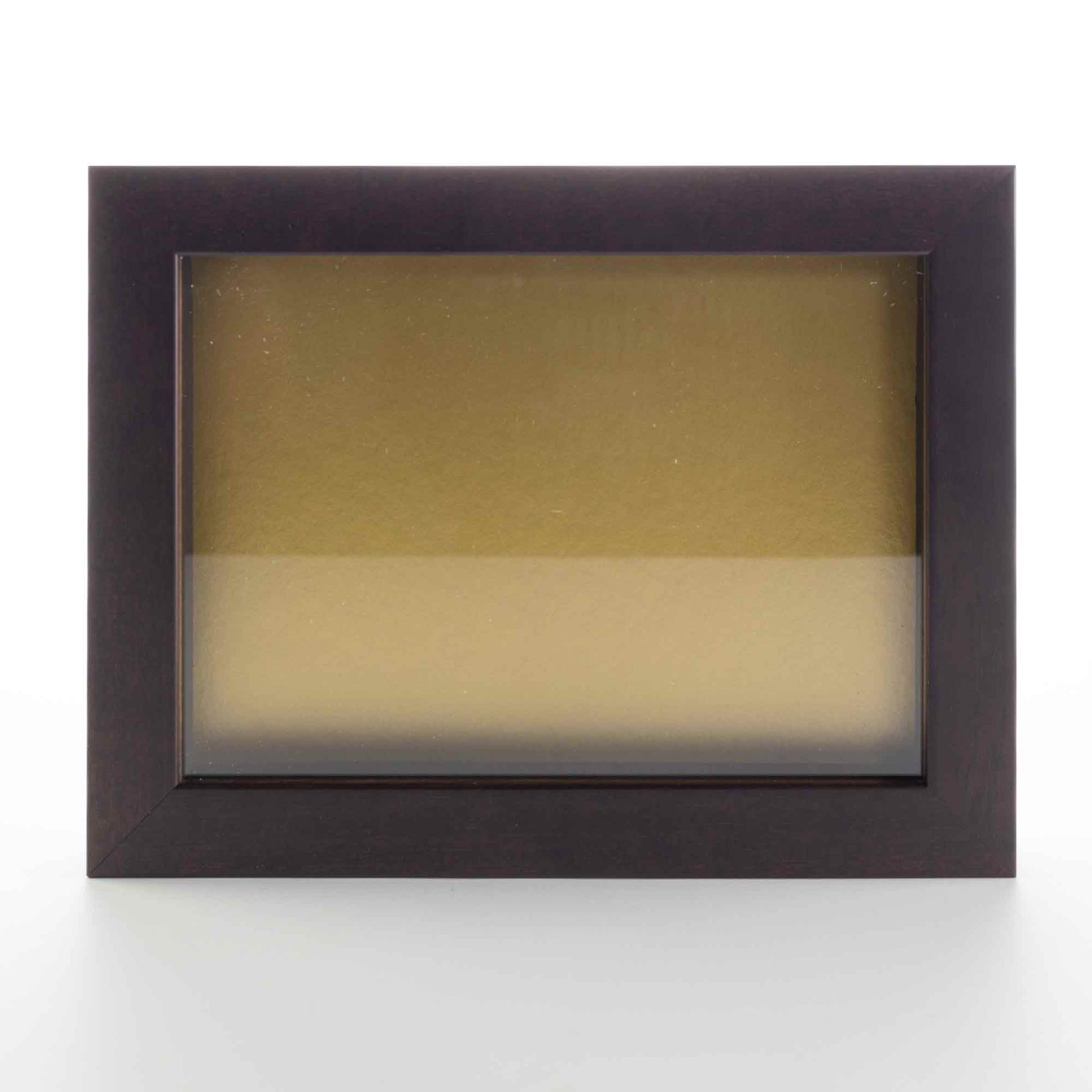 Dark Brown Wood Shadow Box Display Magazine Frame with Gold Mat
