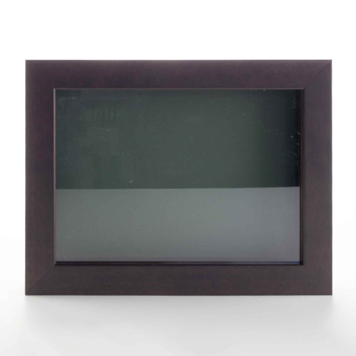 Dark Brown Wood Shadow Box Display Magazine Frame with Green Mat