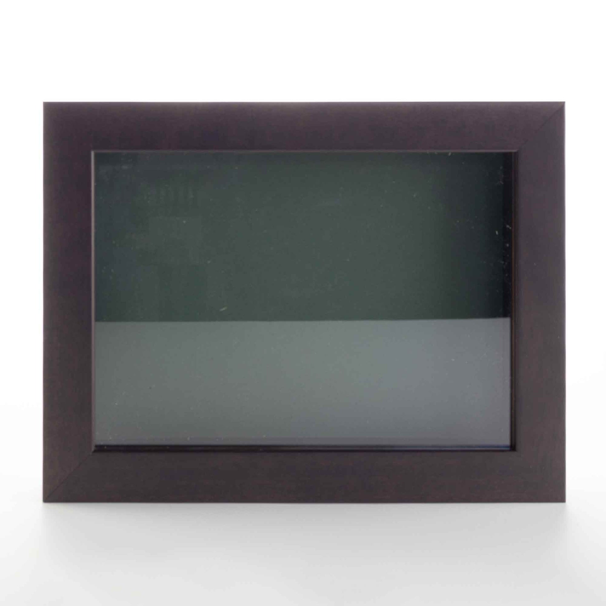 Dark Brown Wood Shadow Box Display Magazine Frame with Green Mat
