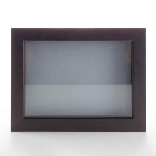 Dark Brown Wood Shadow Box Display Magazine Frame with Grey Mat