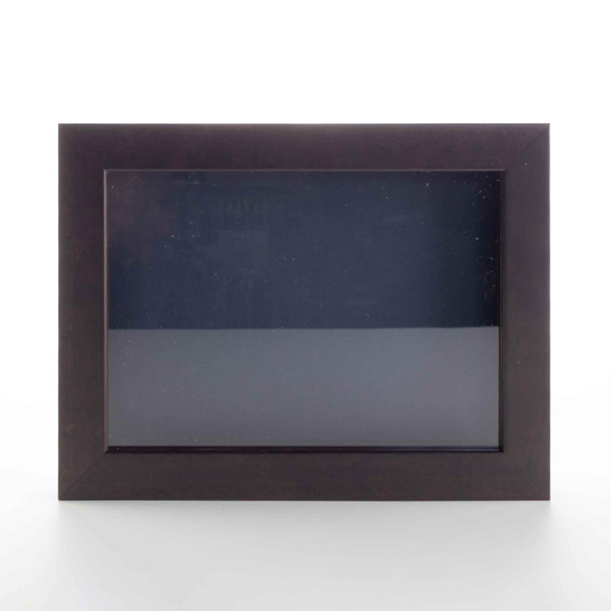Dark Brown Wood Shadow Box Display Magazine Frame with Navy Mat