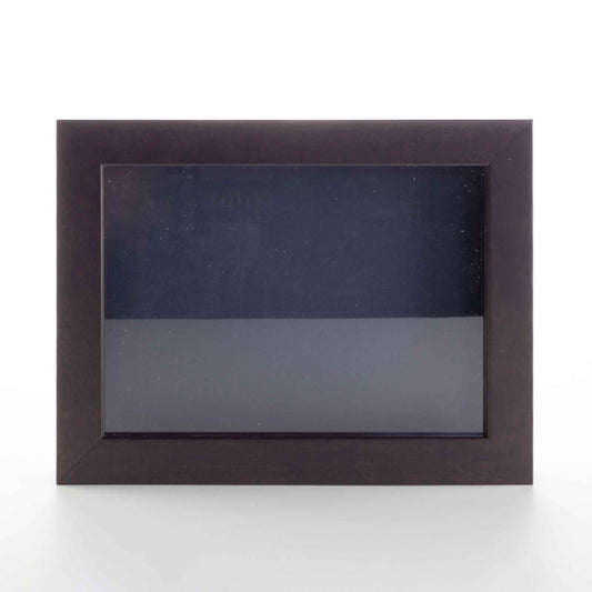 Dark Brown Wood Shadow Box Display Magazine Frame with Navy Mat