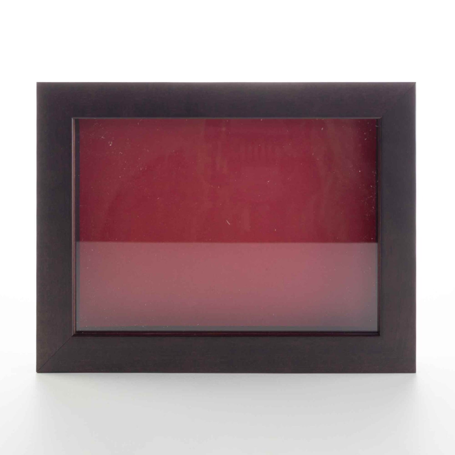 Dark Brown Wood Shadow Box Display Magazine Frame with Red Mat