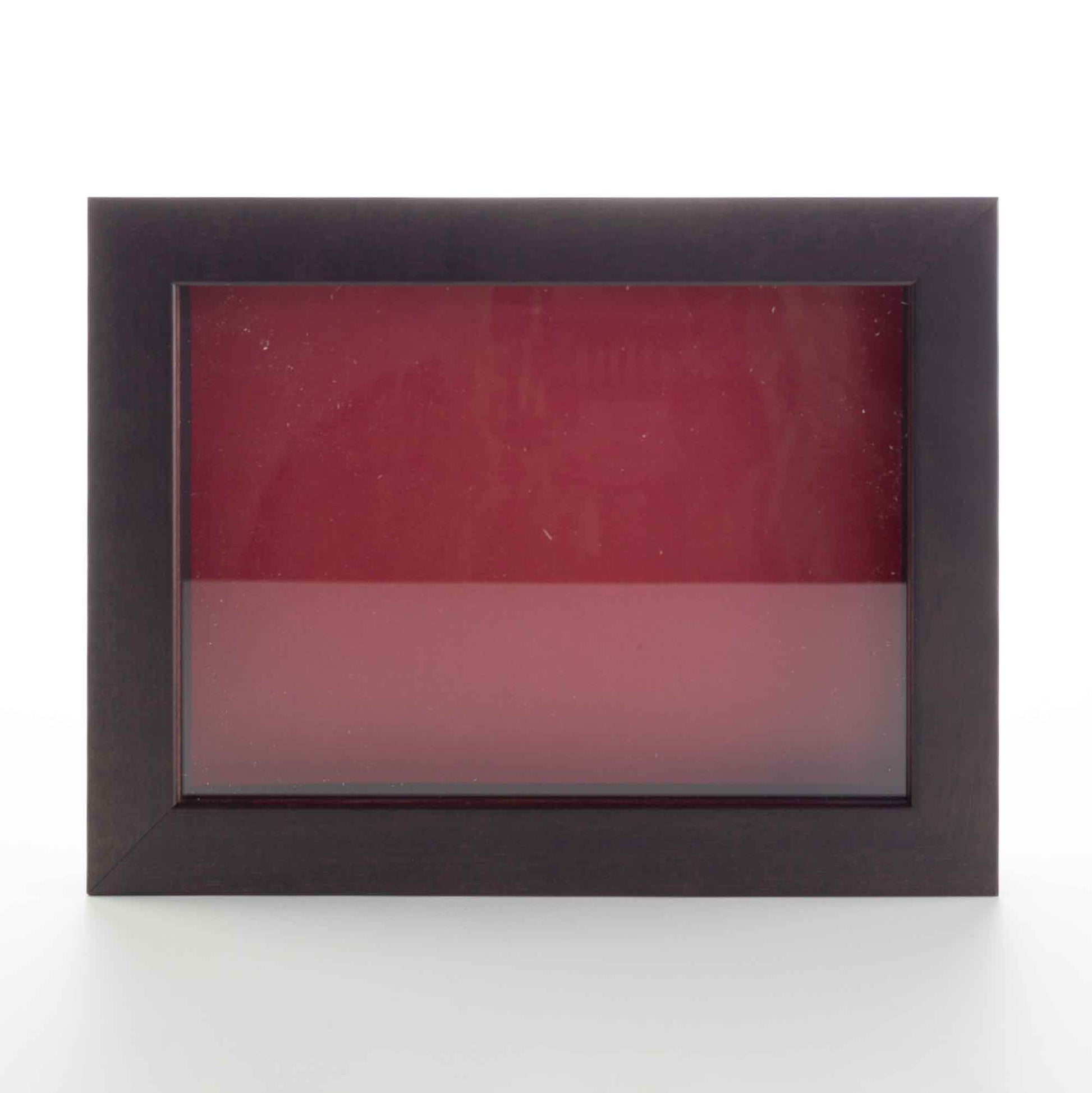 Dark Brown Wood Shadow Box Display Magazine Frame with Red Mat