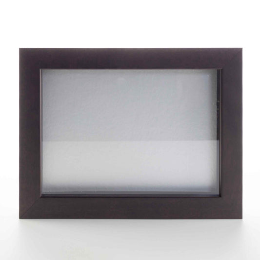 Dark Brown Wood Shadow Box Display Magazine Frame with Silver Mat