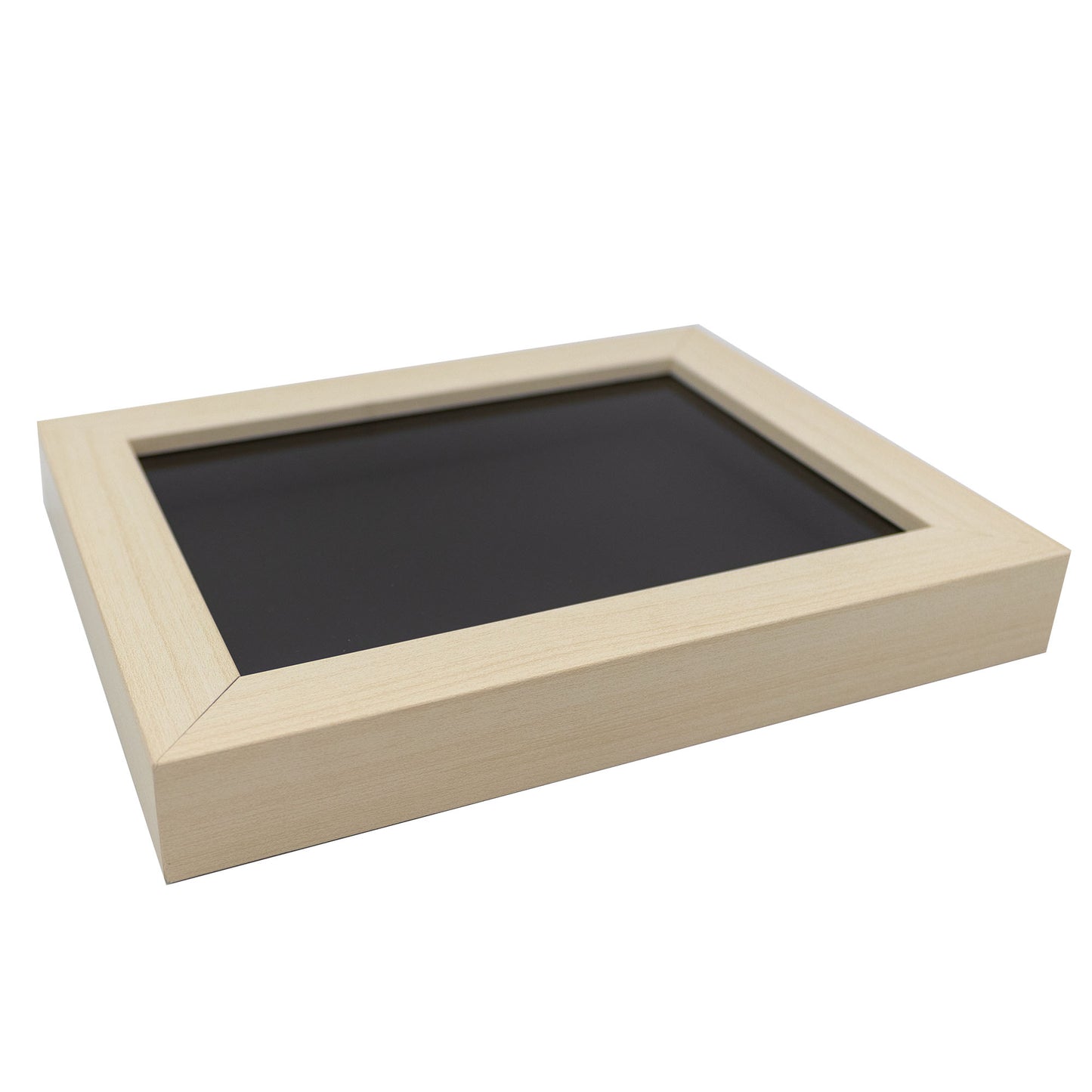 White Wash Wood Shadow Box Display Magazine Frame - corner and profile view
