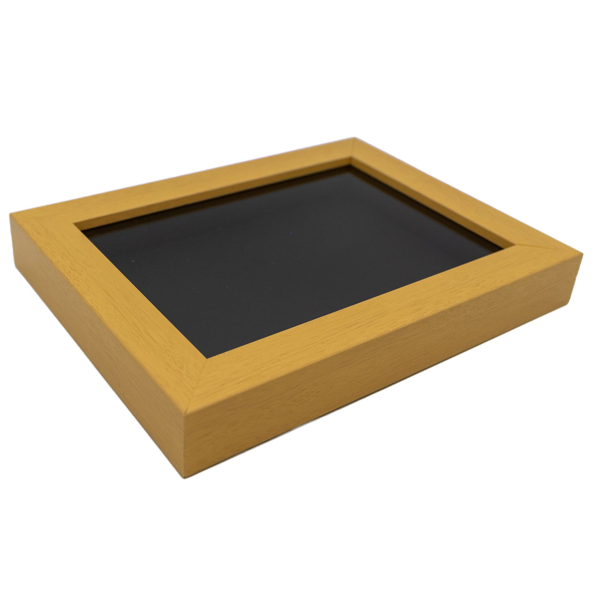 Natural Wood Shadow Box Display Magazine Frame - corner and profile view