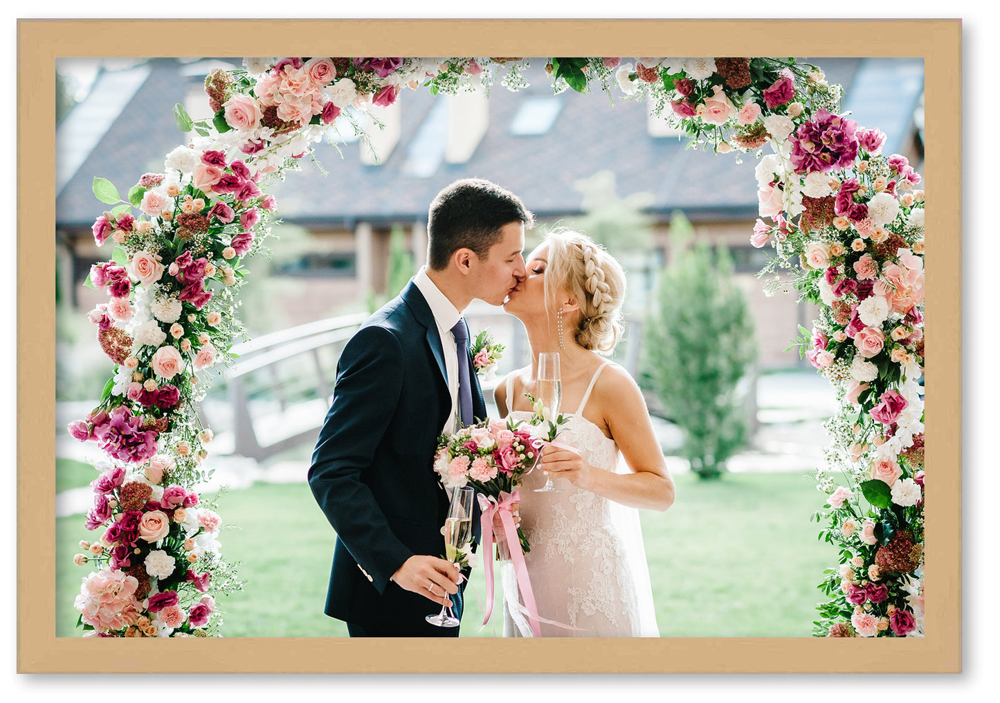 Flat Oak Cork Board Frame - included components