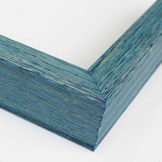 Shadow Box Gallery Wood Frames - Weathered Blue DEEP Shadowbox Frame - Display Depth of 3/4" - Shadowbox Frame includes Shatter Proof UV Acrylic Front, Acid Free Interior, and Hanging Hardware - corner and profile view