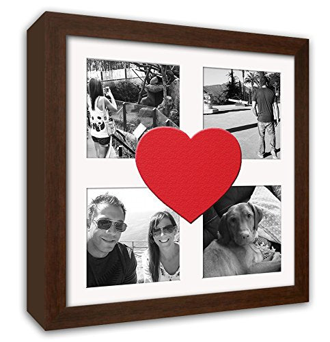 Heart Collage Brown Frame - corner and profile view