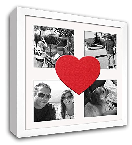 Heart Collage White Frame with Heart Mat - corner and profile view