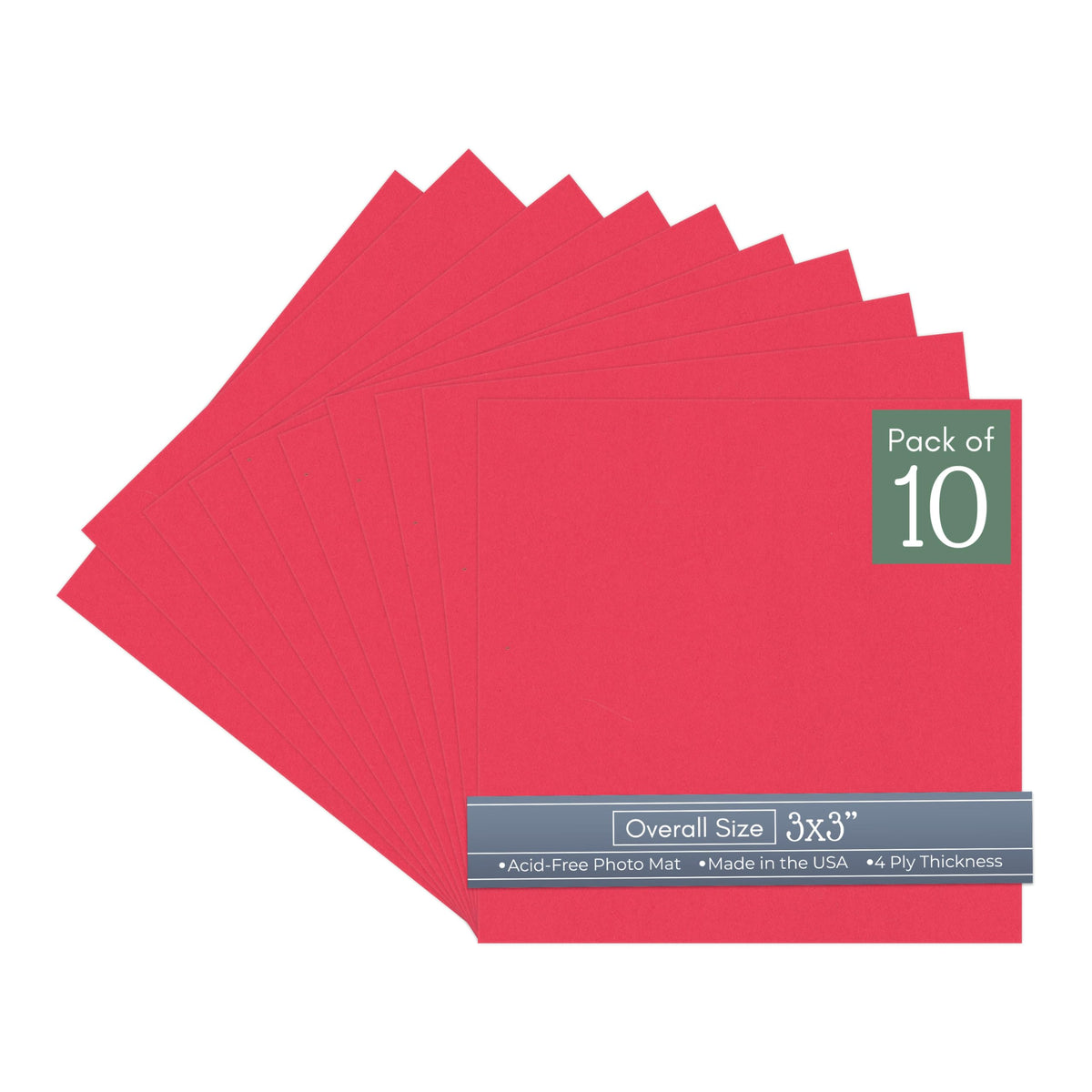 Cardinal Red 3x3 Uncut Mat Board, 10 Pack