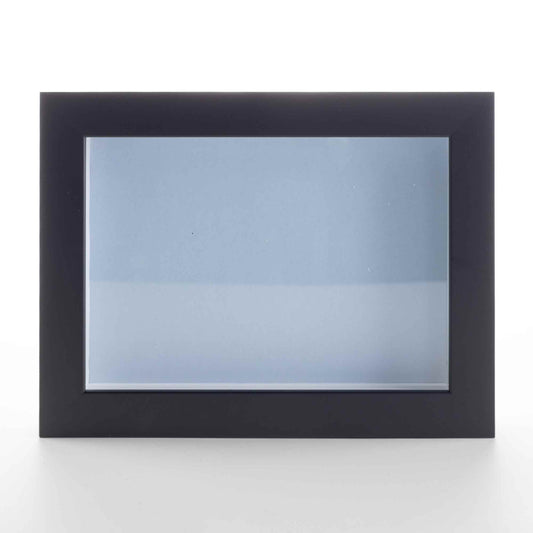 Black Wood Shadow Box Display Magazine Frame with Blue Mat