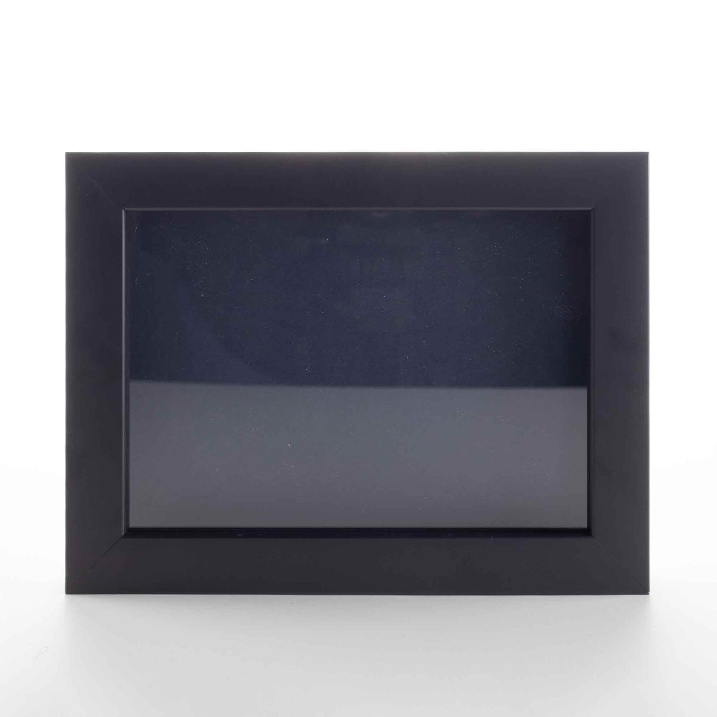 Black Wood Shadow Box Display Magazine Frame with Navy Mat