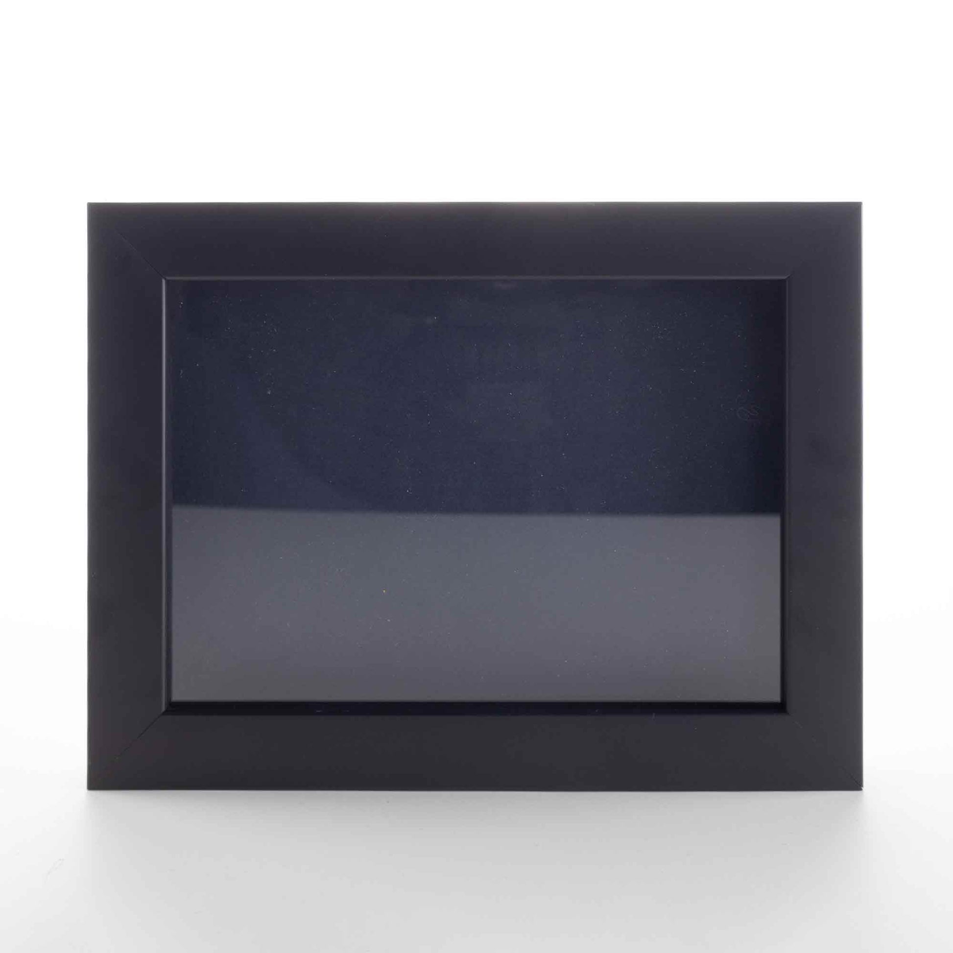 Black Wood Shadow Box Display Magazine Frame with Navy Mat