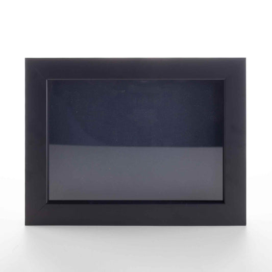 Black Wood Shadow Box Display Magazine Frame with Navy Mat