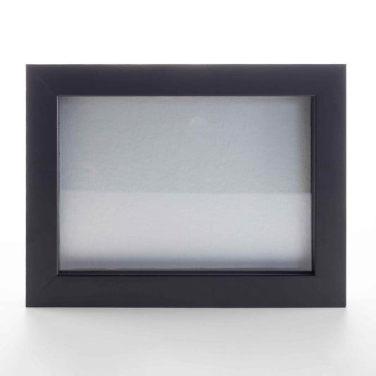 Black Wood Shadow Box Display Magazine Frame with Silver Mat