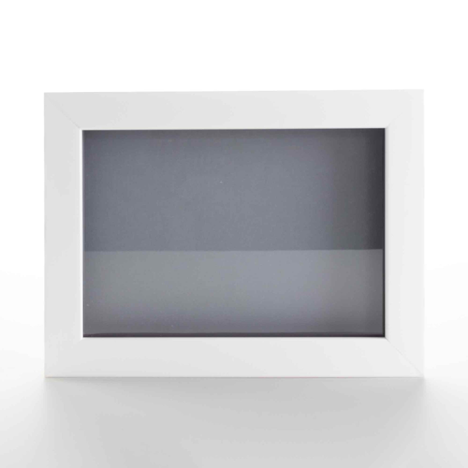 White Wood Shadow Box Display Magazine Frame with Grey Mat