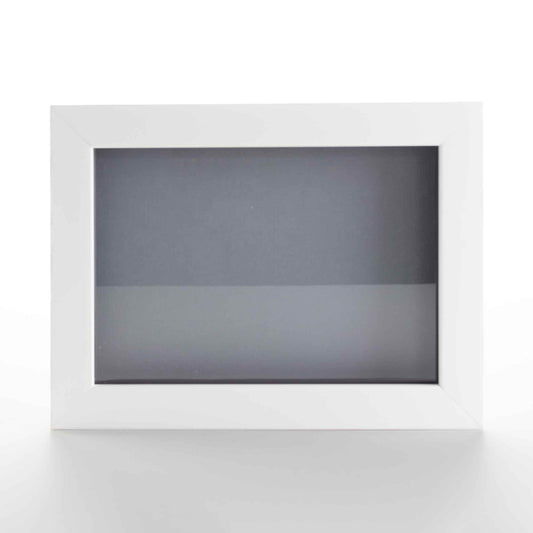 White Wood Shadow Box Display Magazine Frame with Grey Mat