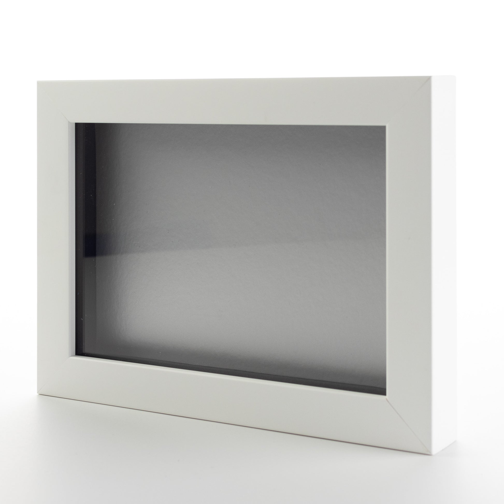 Shadow Box Gallery Wood Frames - Solid White DEEP Shadowbox Frame with a Display Depth of 3/4" - Shadowbox Frame includes Shatter Proof UV Acrylic Front, Acid Free Interior, and Hanging Hardware - close up