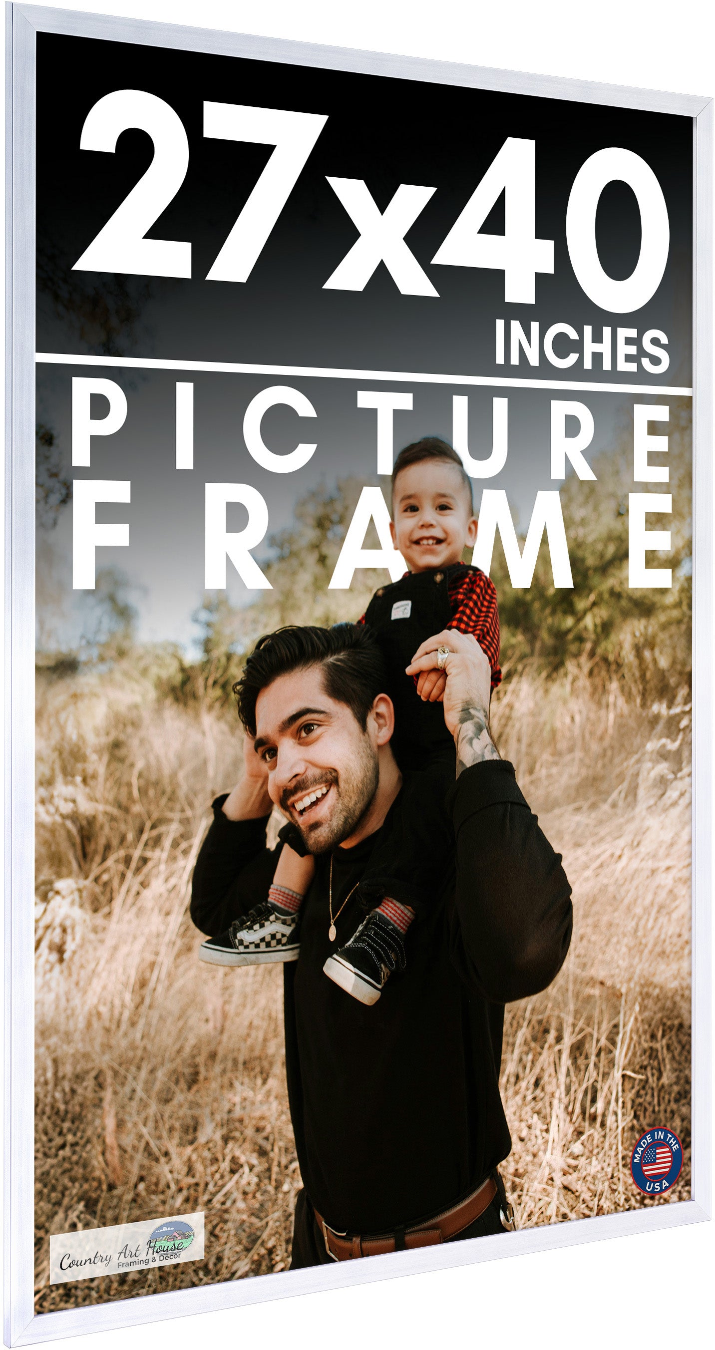 Silver Movie Poster Frame (Style 3) - corner and profile view