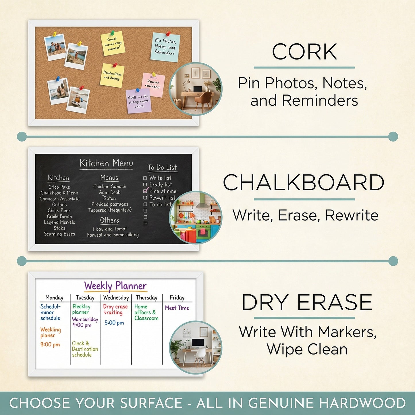 Chalkboard with Frame (Style 13) - back and hardware