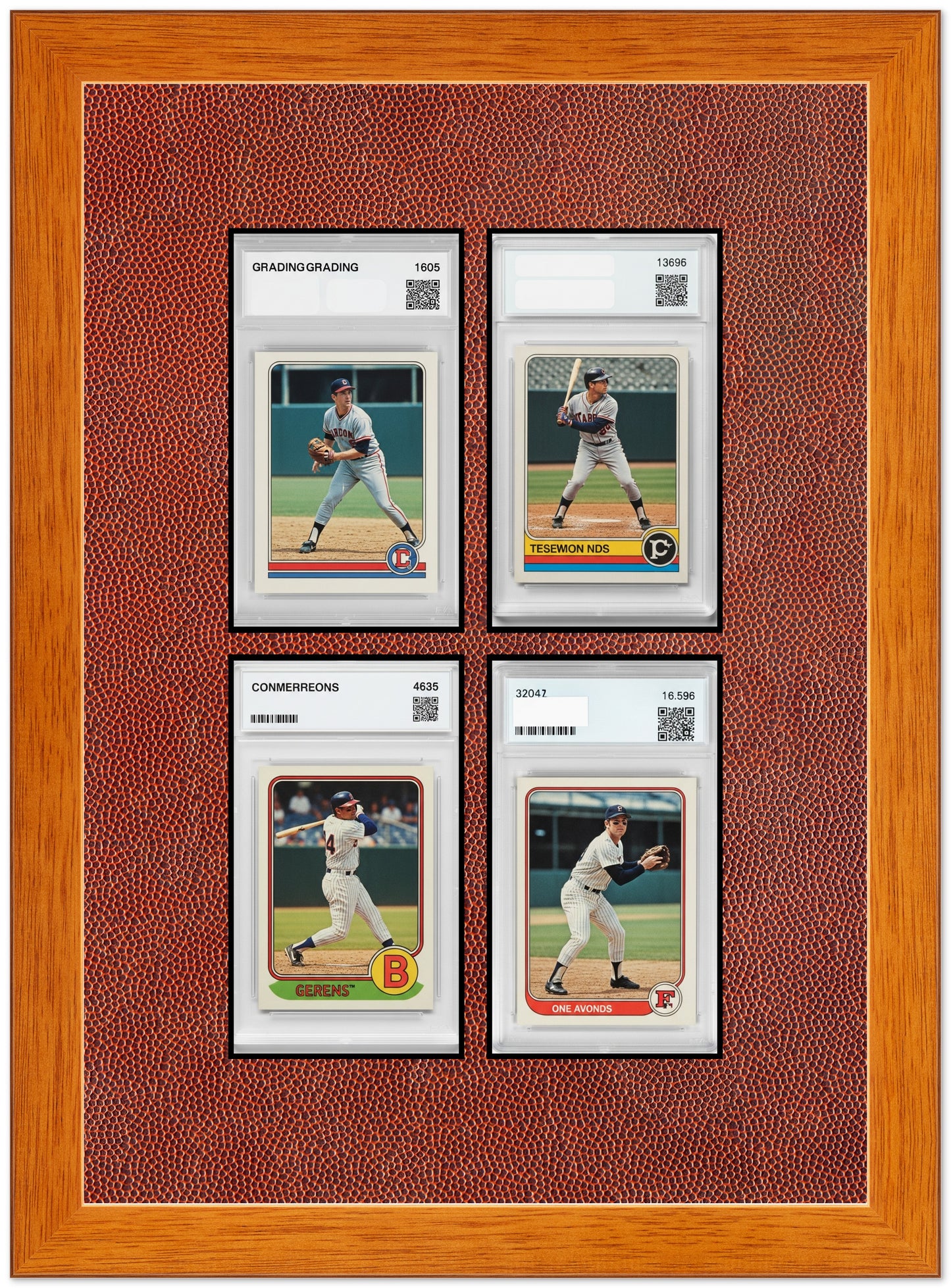 PSA AGS Graded Card Frame with Football Texture Mat (Style 1) - corner and profile view
