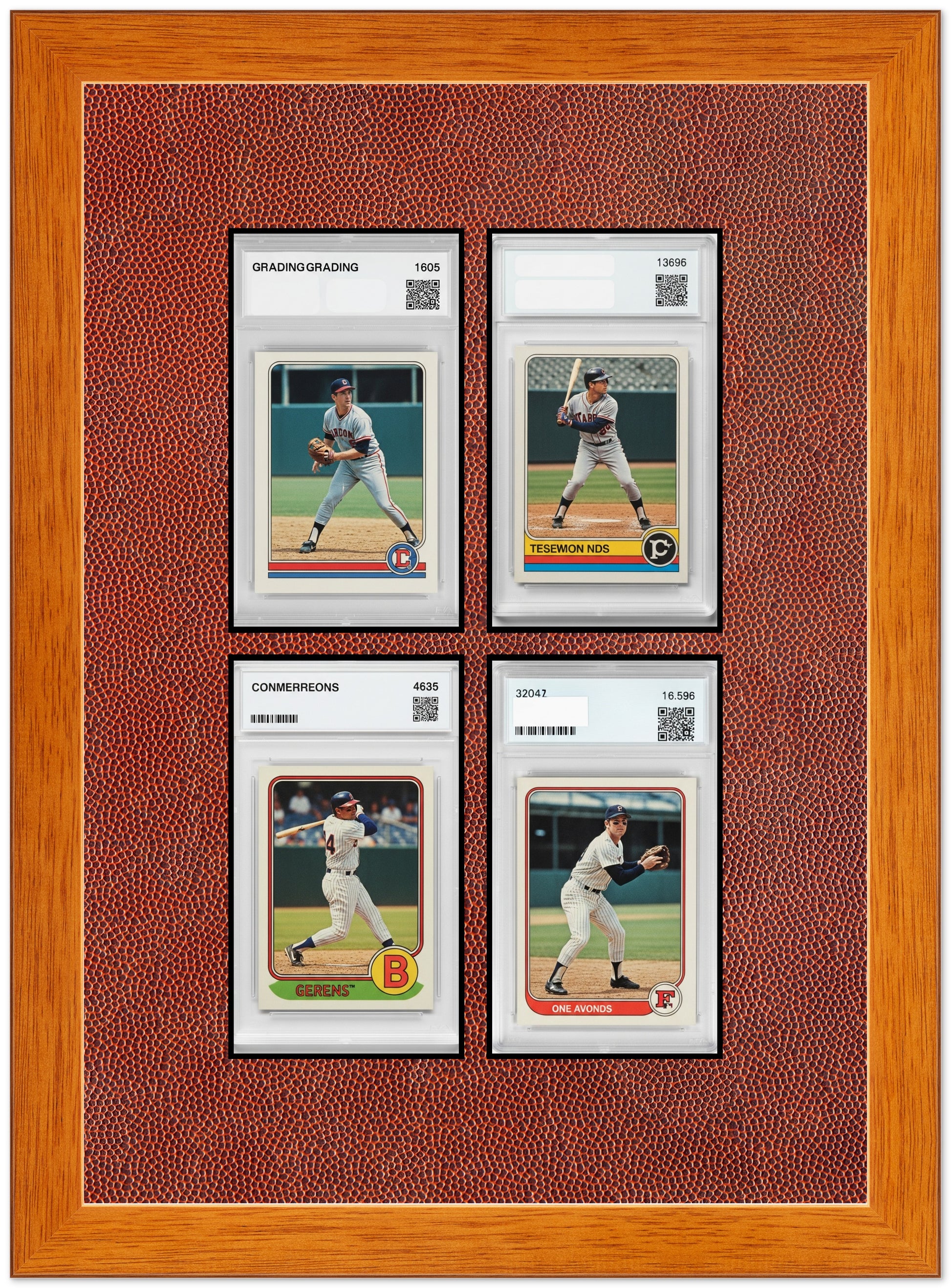 PSA AGS Graded Card Frame with Football Texture Mat (Style 1) - corner and profile view