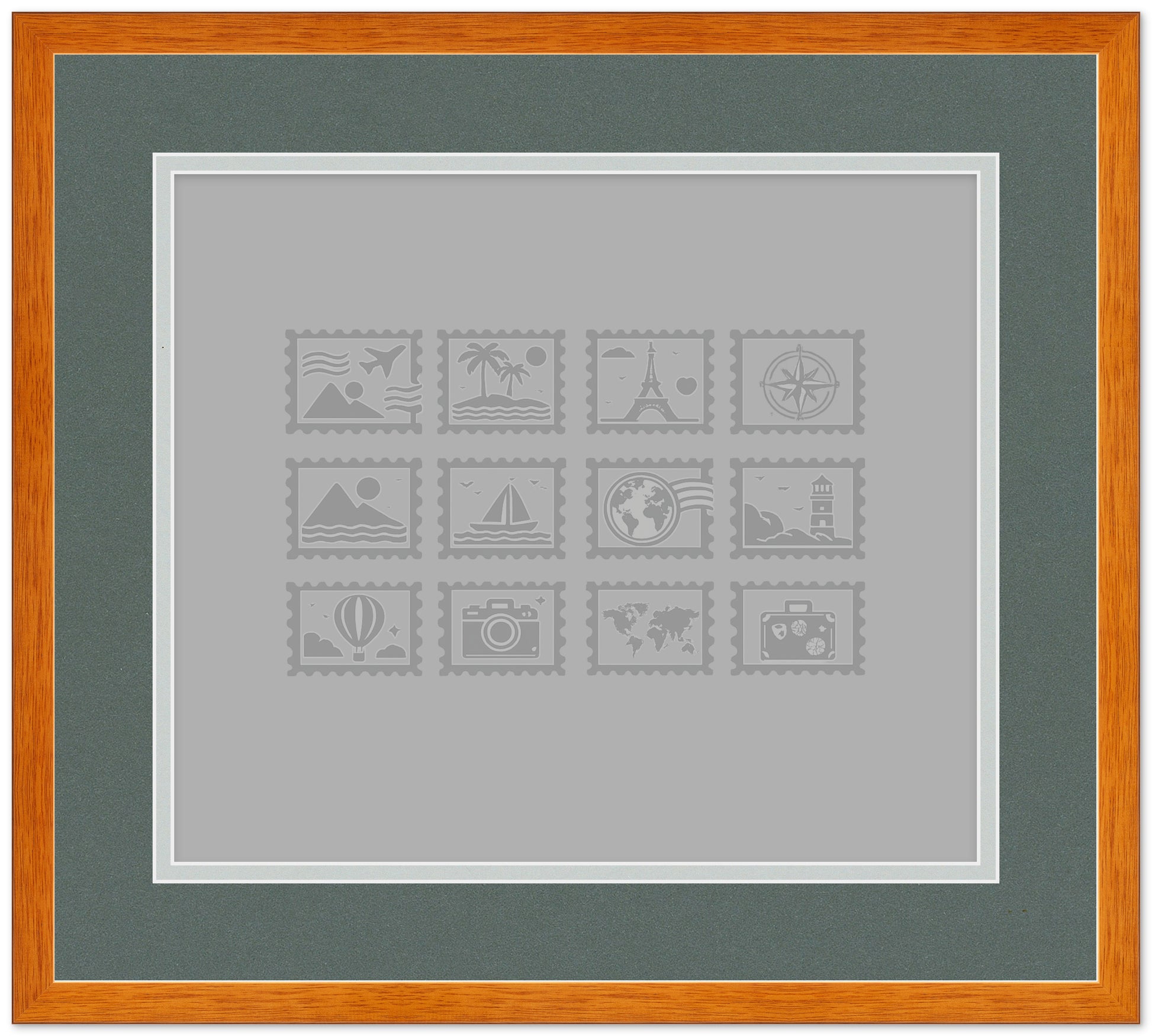 Genuine Hardwood Stamp Collection Shadowbox Postage Stamp Frame (Style 1) - corner and profile view