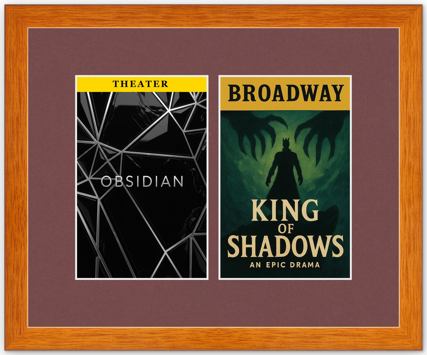 Three Playbill Keepsake Frame (Style 1) - corner and profile view