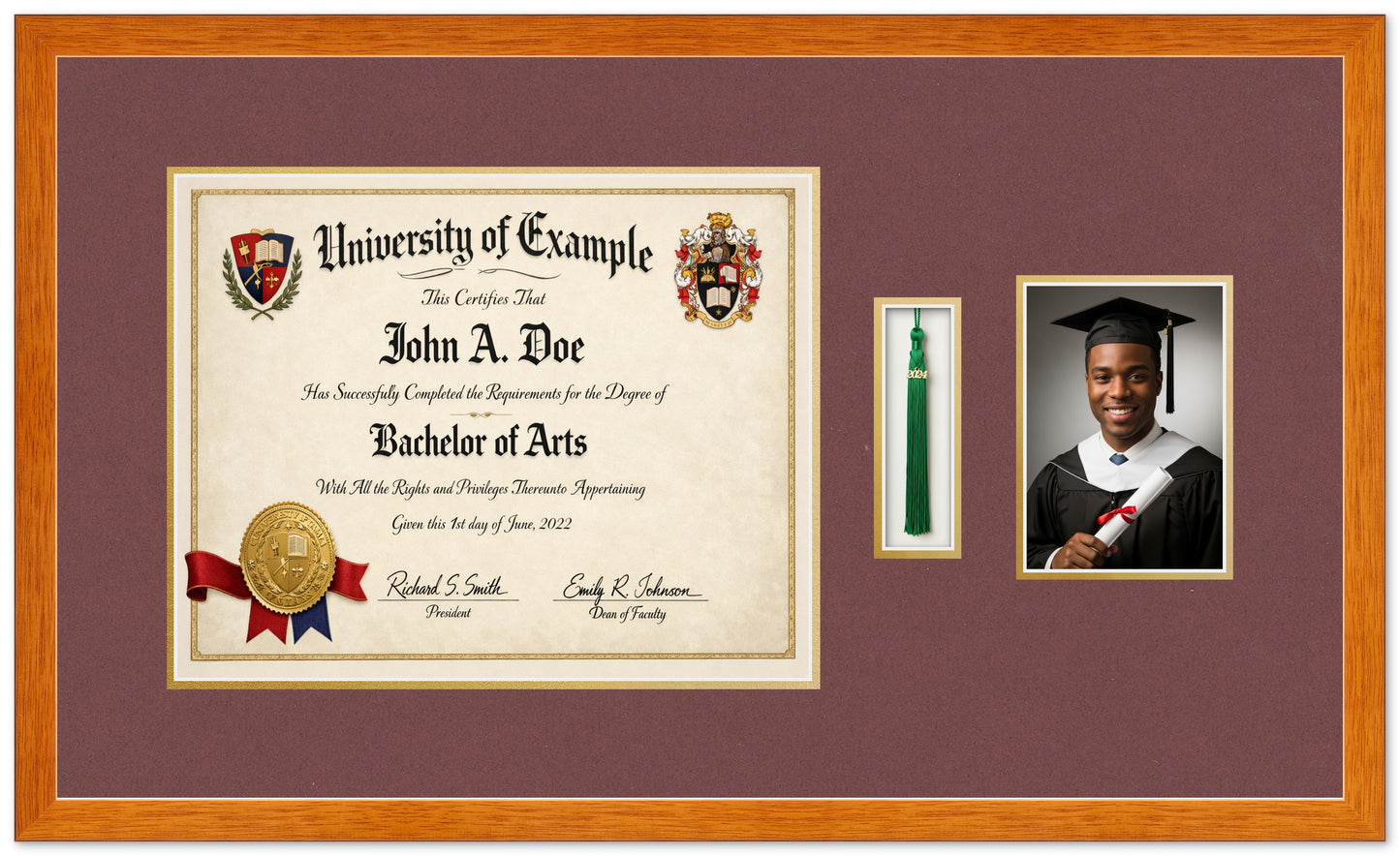 Diploma Tassel and Photo Shadowbox Fits 15 x 12 Military Frame (Style 1) - corner and profile view