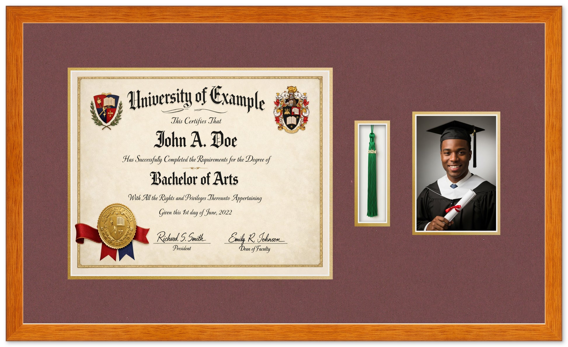 Diploma Tassel and Photo Shadowbox Fits 15 x 12 Military Frame (Style 1) - corner and profile view