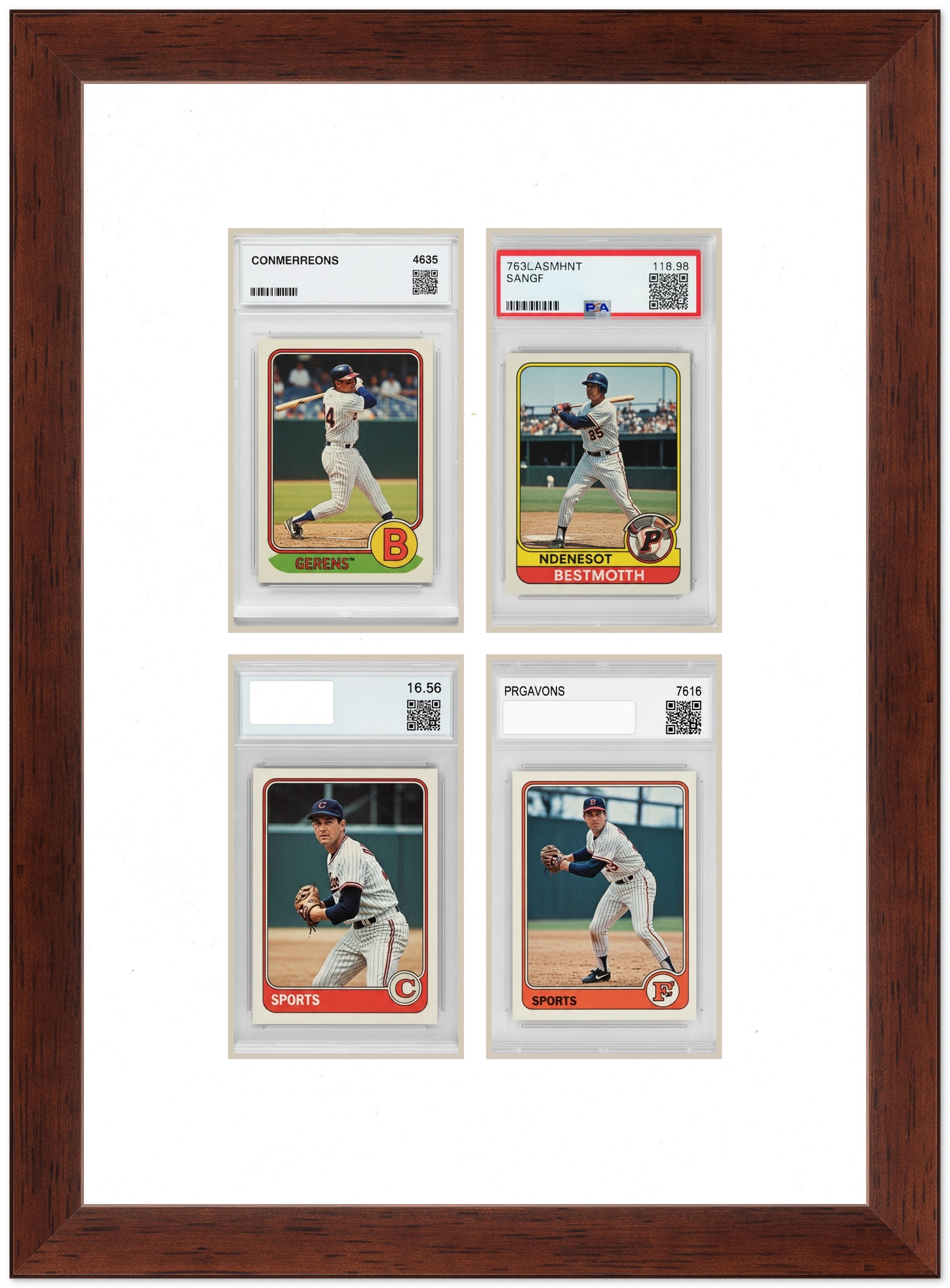 PSA AGS Graded Card Frame with White Mat (Style 2) - corner and profile view