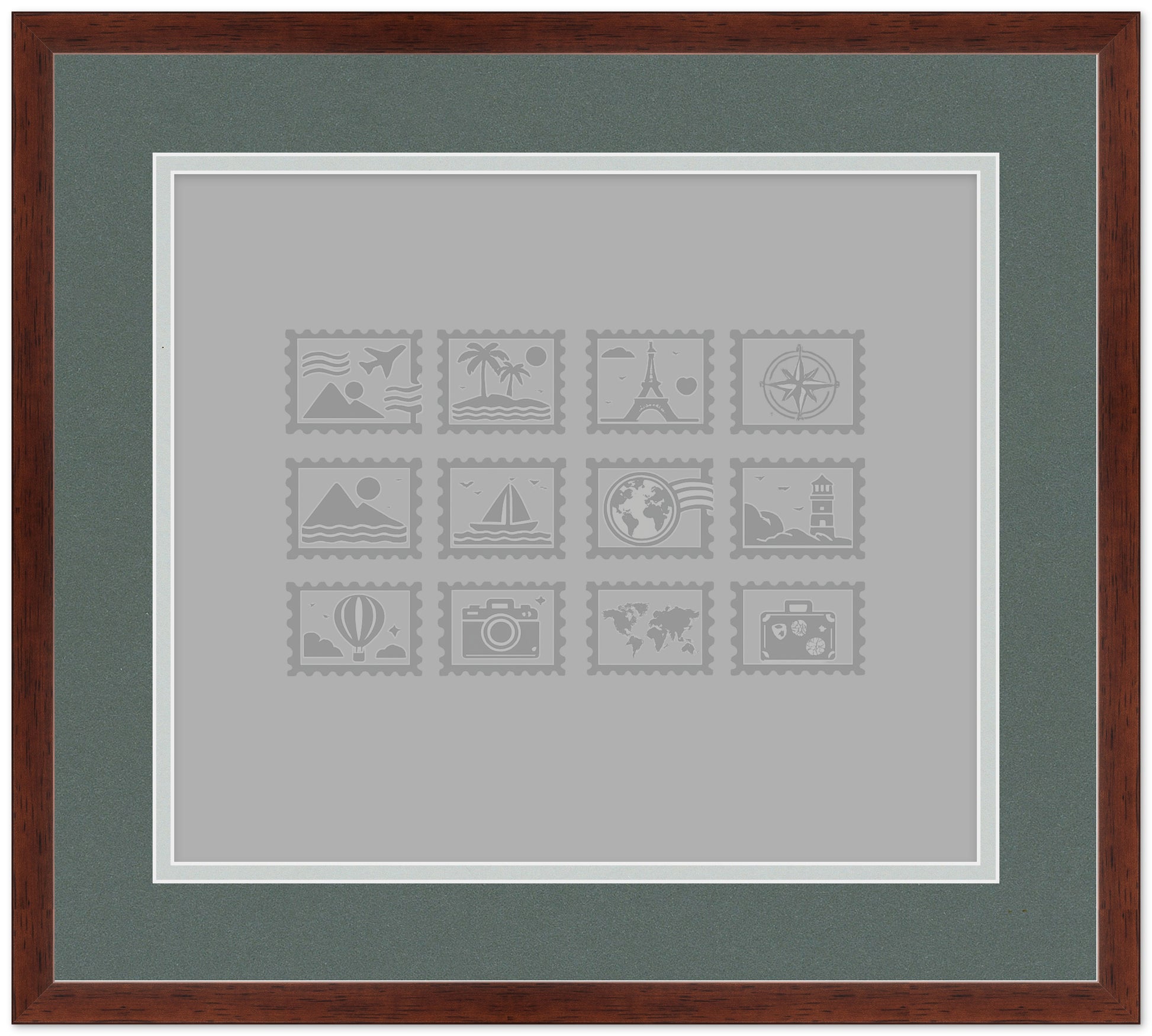 Genuine Hardwood Stamp Collection Shadowbox Postage Stamp Frame (Style 2) - corner and profile view