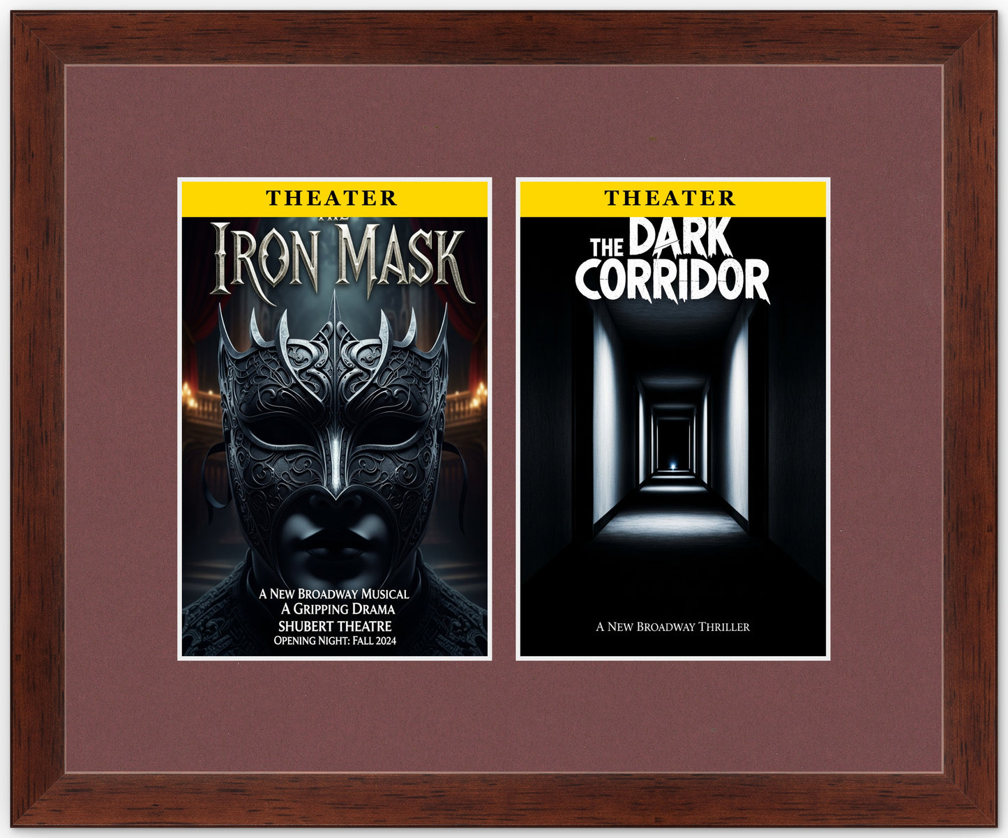 Three Playbill Keepsake Frame (Style 2) - corner and profile view