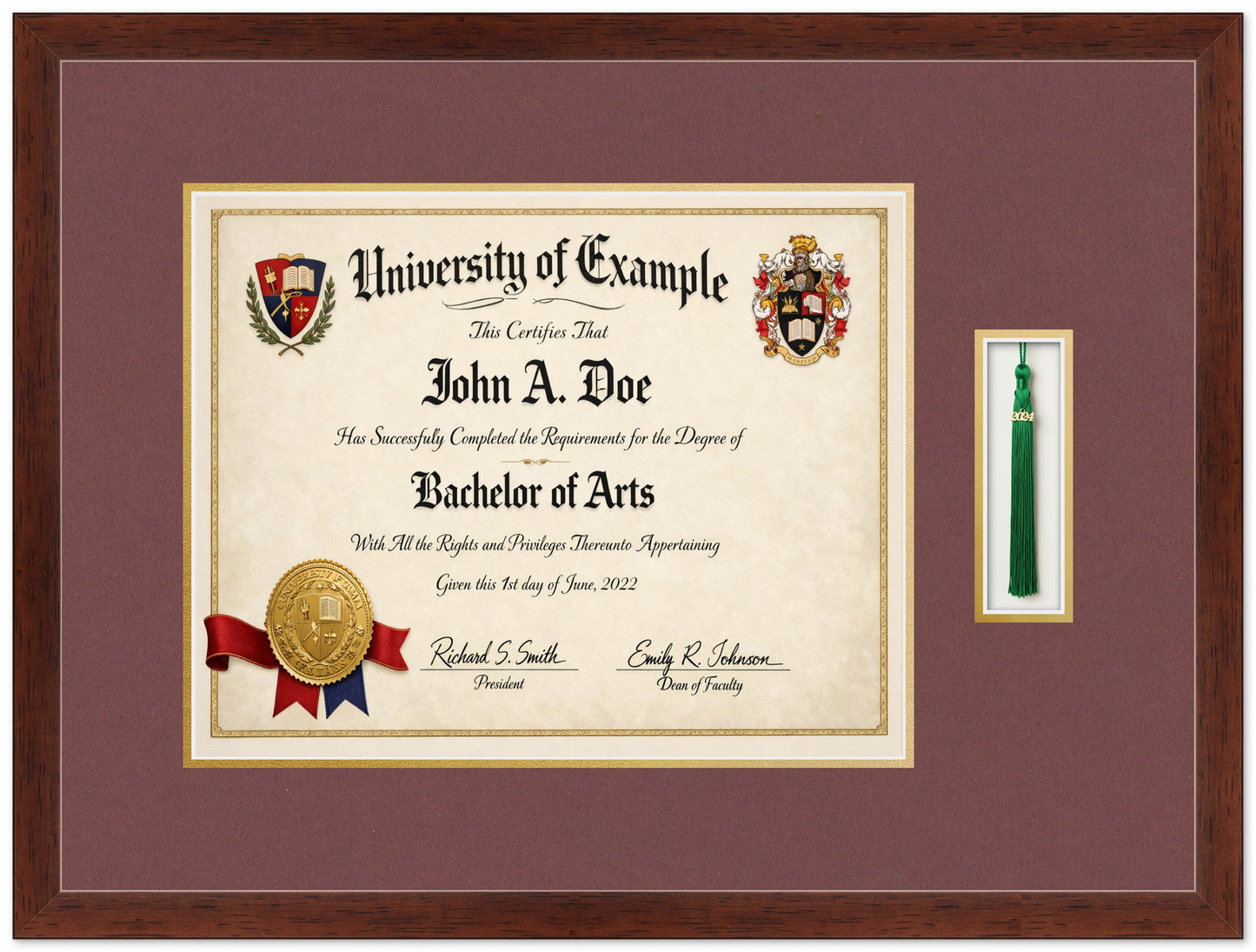 Diploma and Tassel Military Frame (Style 1) - corner and profile view