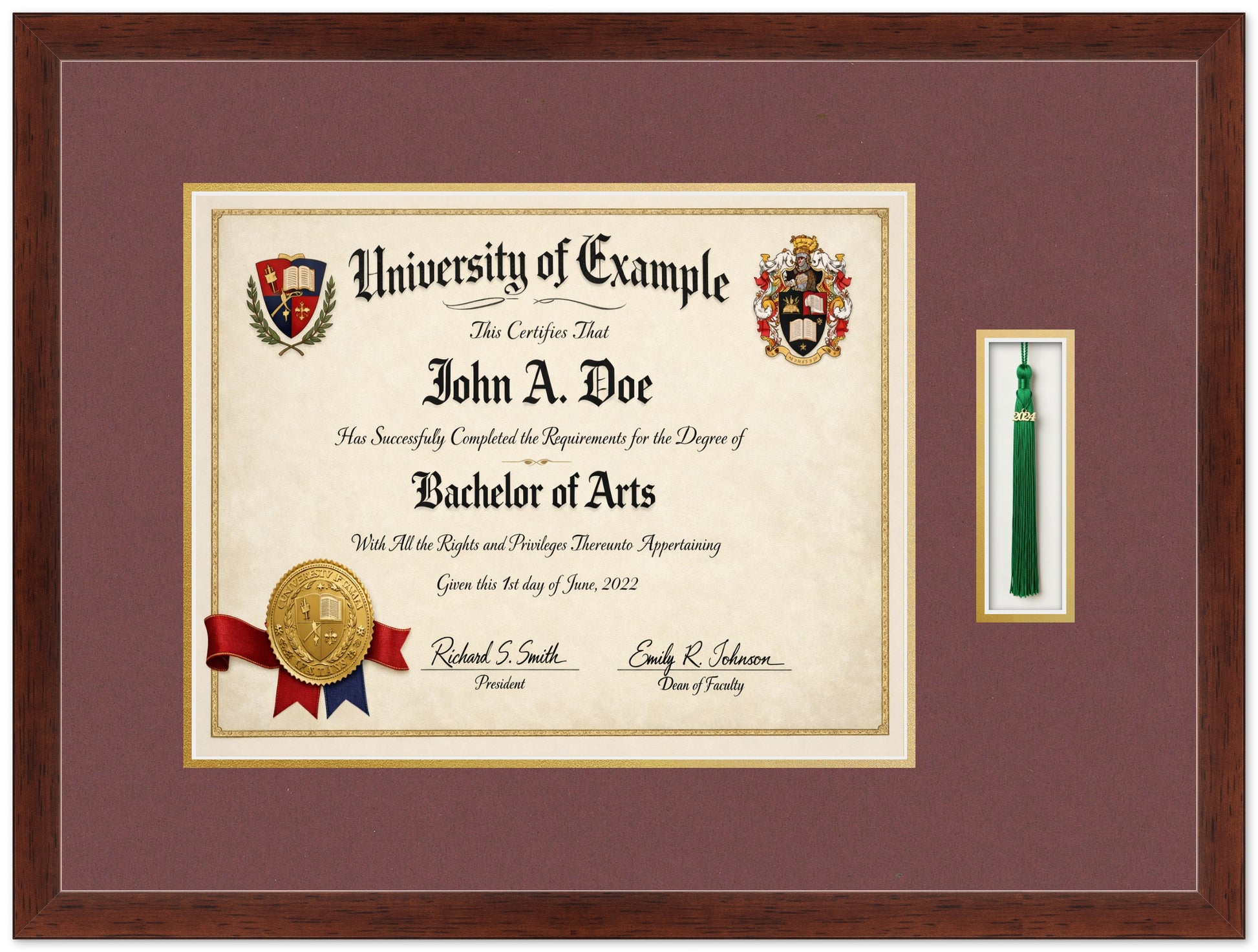 Diploma and Tassel Military Frame (Style 1) - corner and profile view