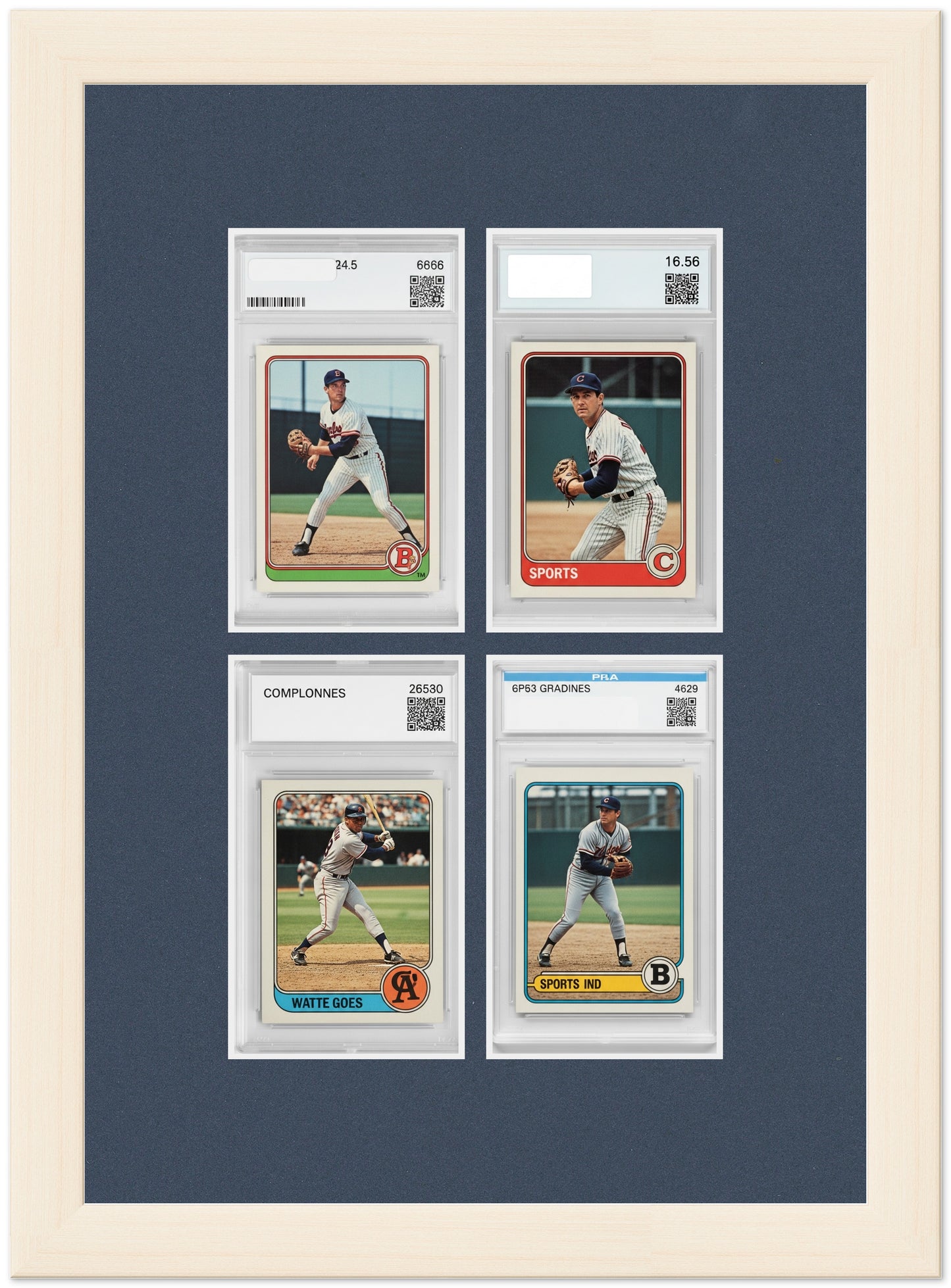 PSA AGS Graded Card Frame with Navy Blue Mat (Style 3) - corner and profile view