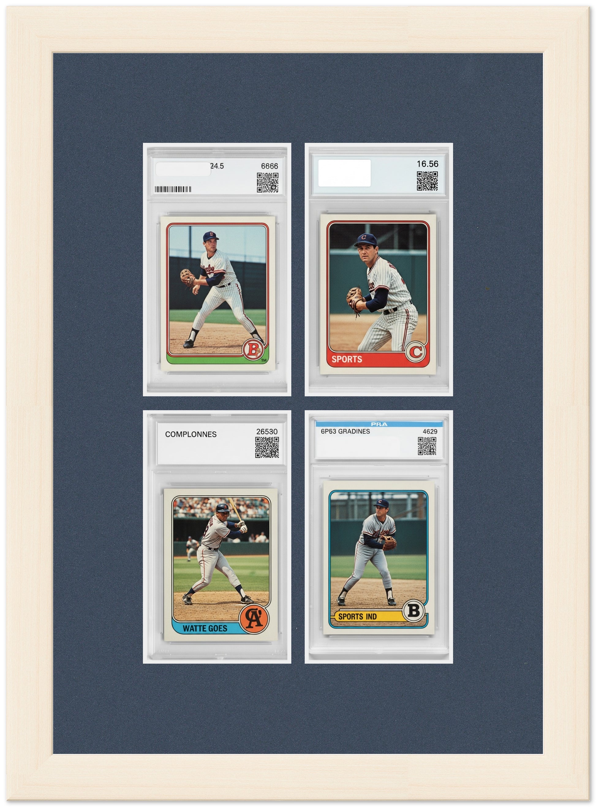 PSA AGS Graded Card Frame with Navy Blue Mat (Style 3) - corner and profile view