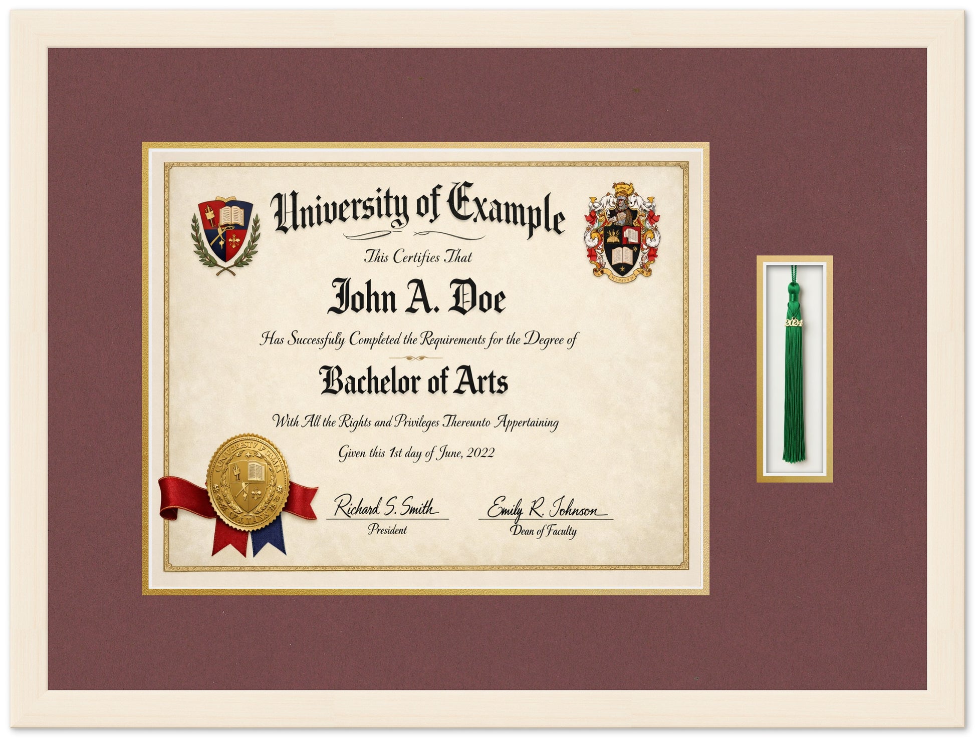 Diploma and Tassel Military Frame (Style 2) - corner and profile view